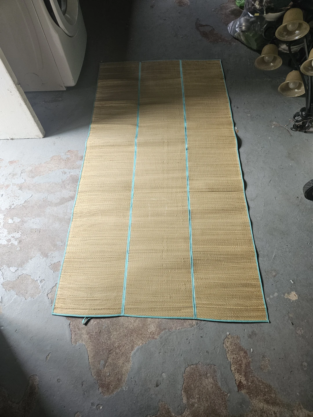 Woven Floor Mat with Teal Trim - photo 3