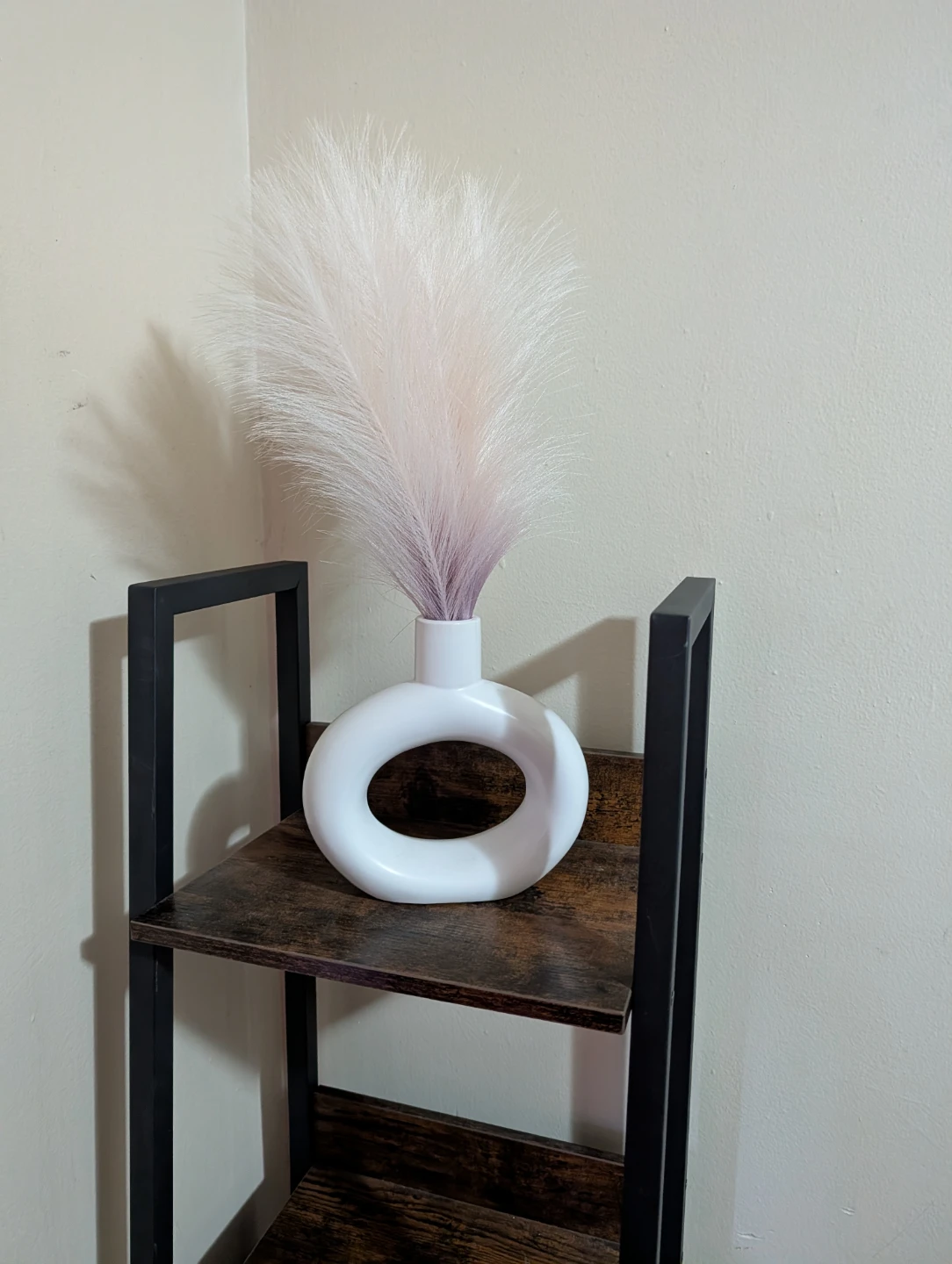 White Ceramic Vase with Faux Pampas Grass