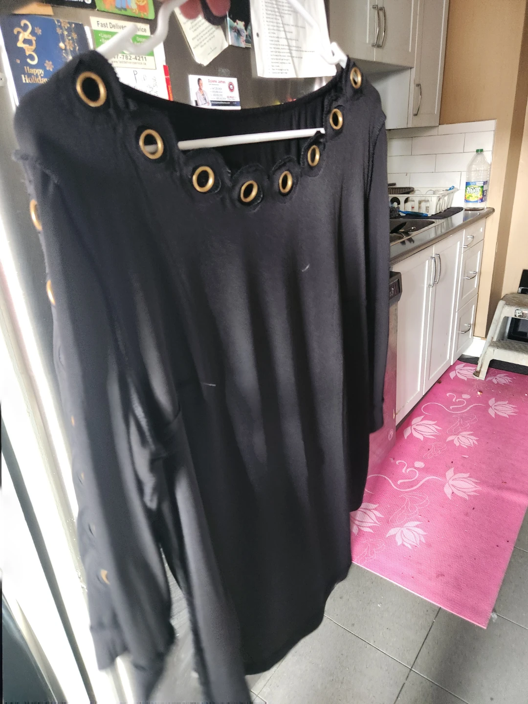 Black Long Sleeve Top with Gold Eyelets - photo 3