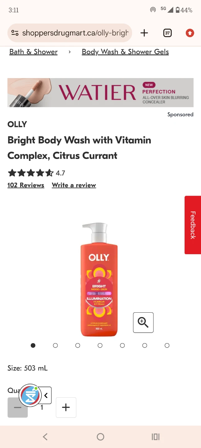 NEW! OLLY Bright Mood + Skin Body Wash, Citrus Currant, 502 mL - photo 2