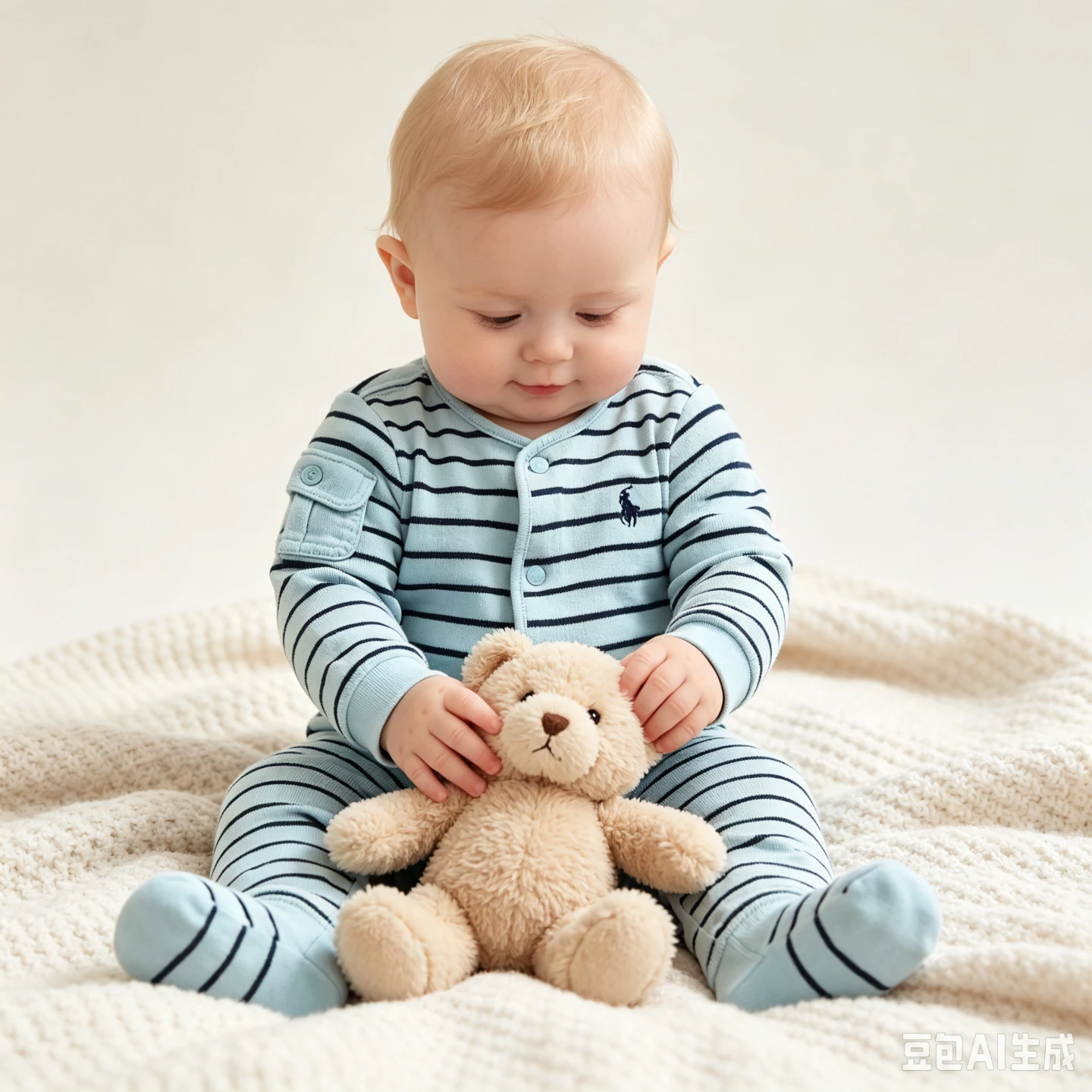 Ralph Lauren Baby Blue Striped Footed Pajamas - photo 2