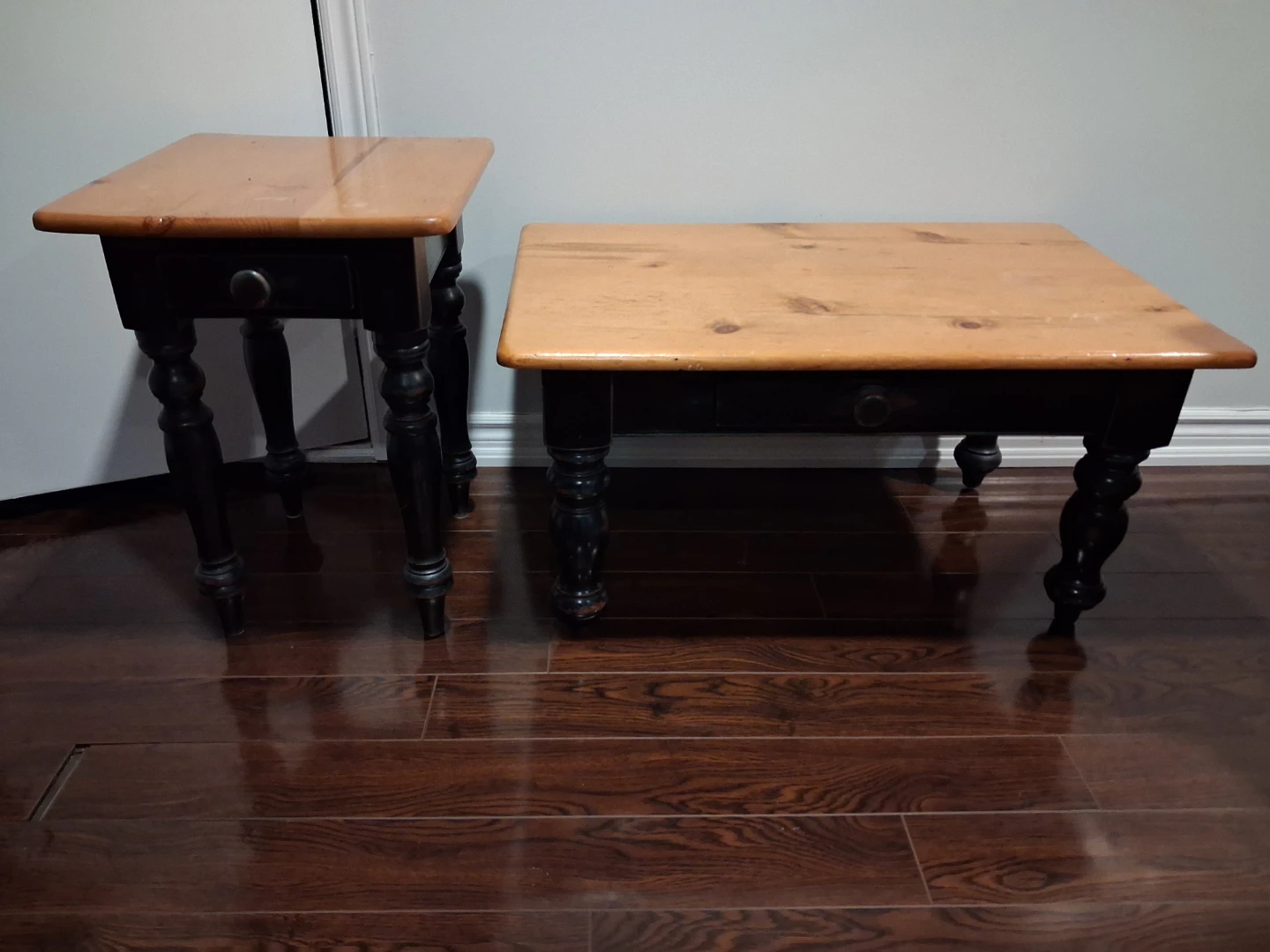 Vintage pine coffee table and End Table