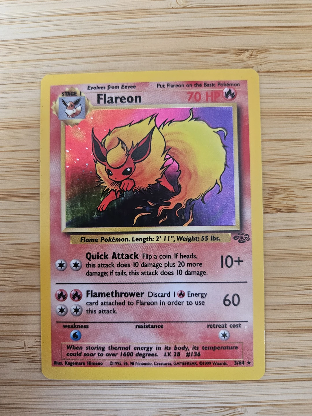 Pokémon Flareon #3/64 – Jungle – Holo Rare – Vintage - photo 2