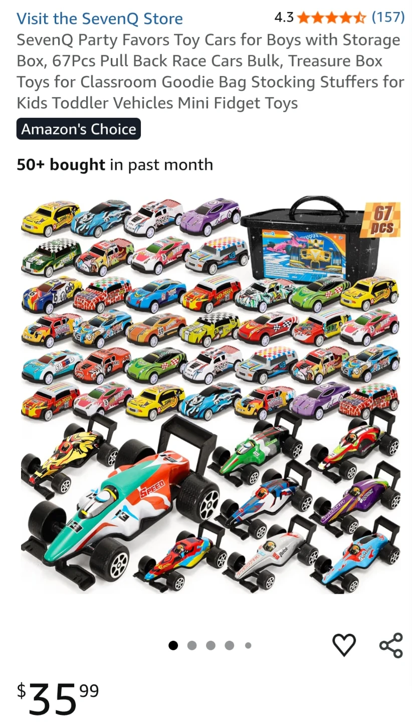 SevenQ 67pc Pull Back Race Cars