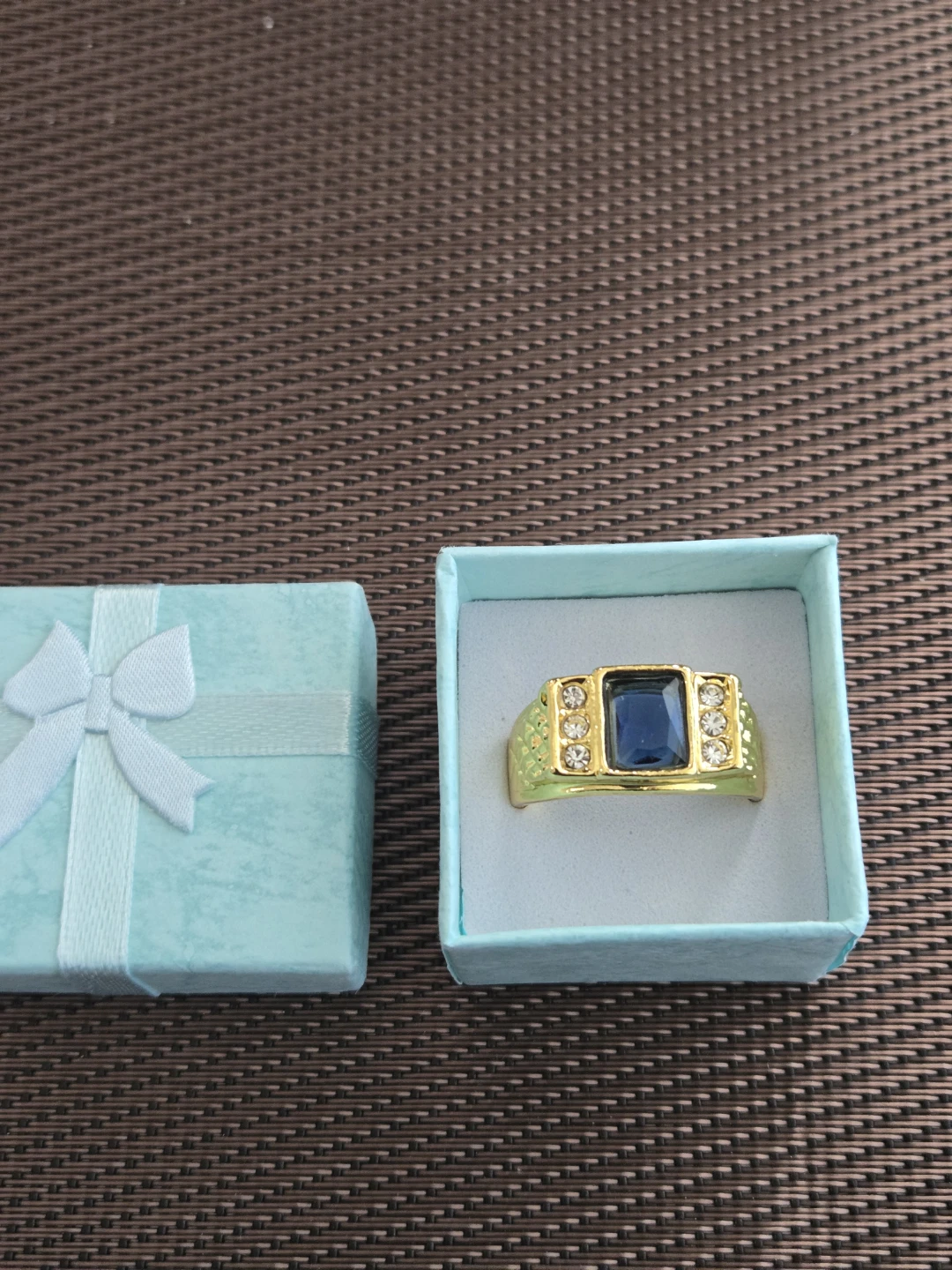 Gold Tone Ring with Blue Stone Accent - photo 2