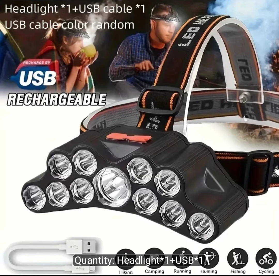 LED Headlamp 10-Bulb USB Rechargeable. Camp - photo 4
