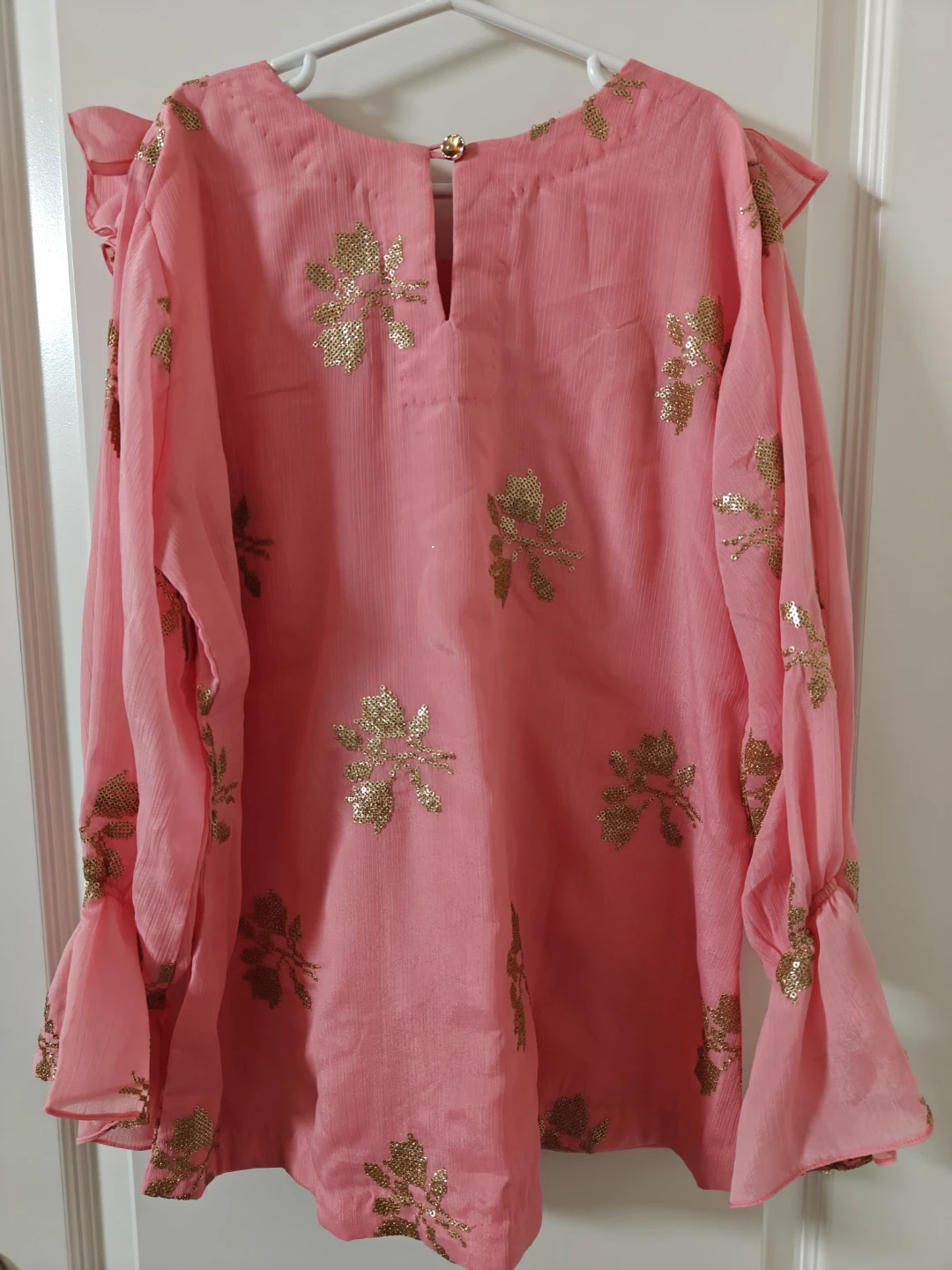 Pink sequined floral tunic top - photo 2