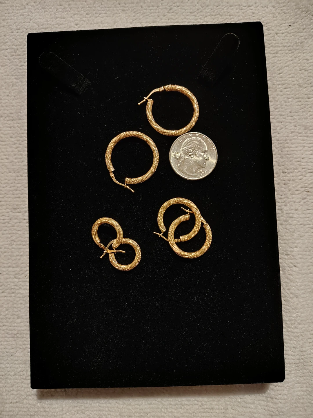 Gold 10K  Textured Hoop Earrings Set - photo 3