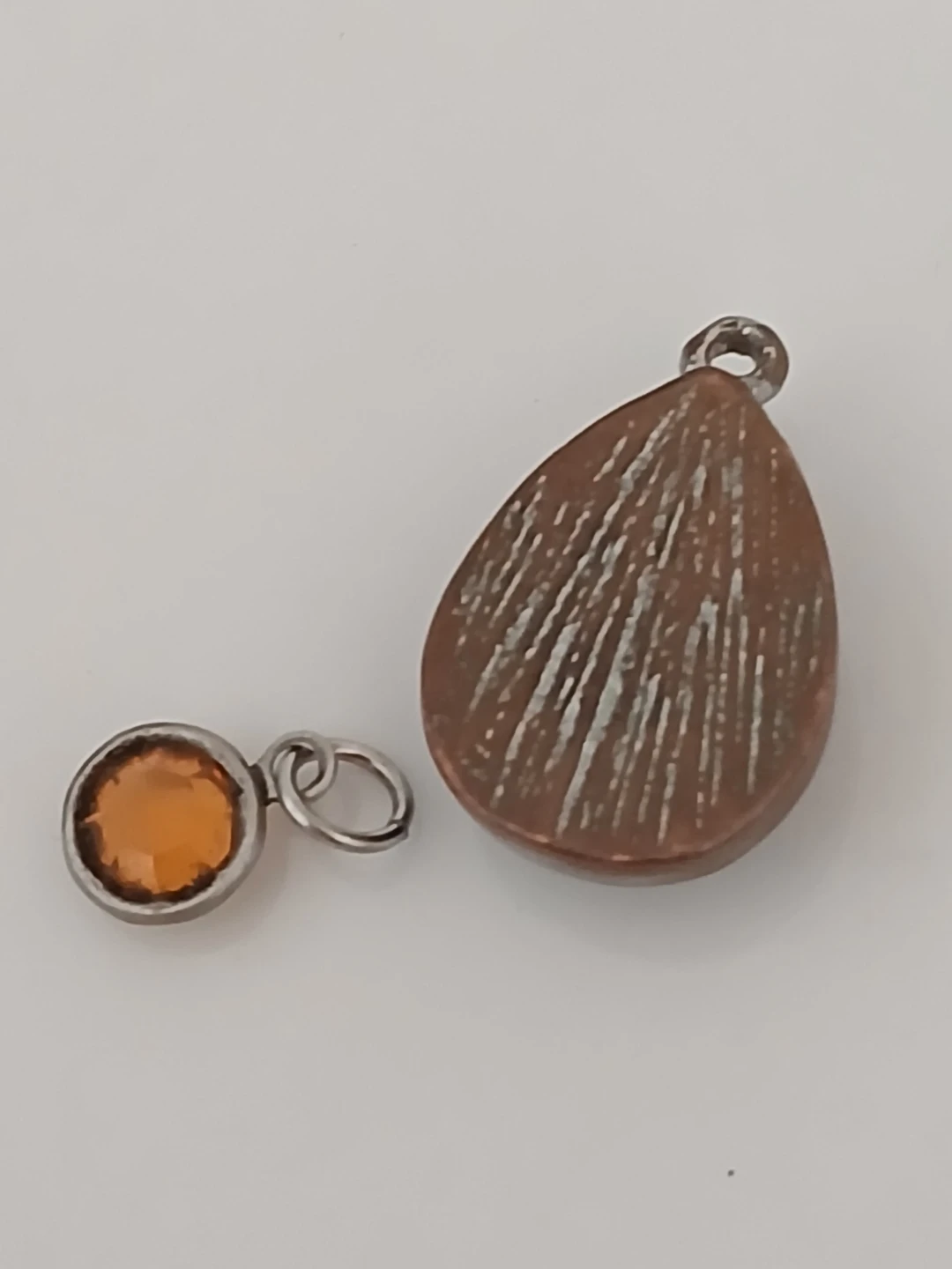 Two Charms - Teardrop and Round Amber Stone - photo 2