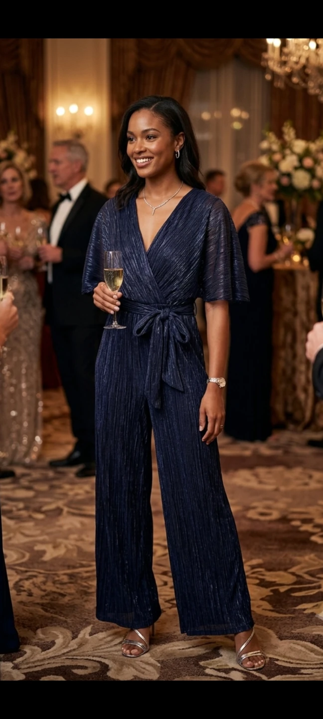 Navy Blue Metallic Jumpsuit - photo 2