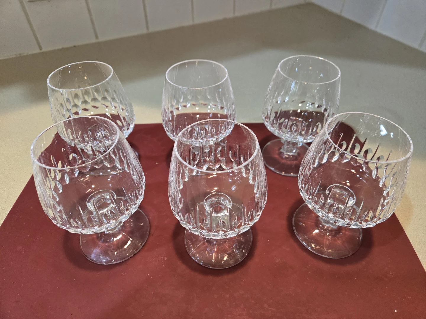 Set of 6 Crystal Brandy Glasses