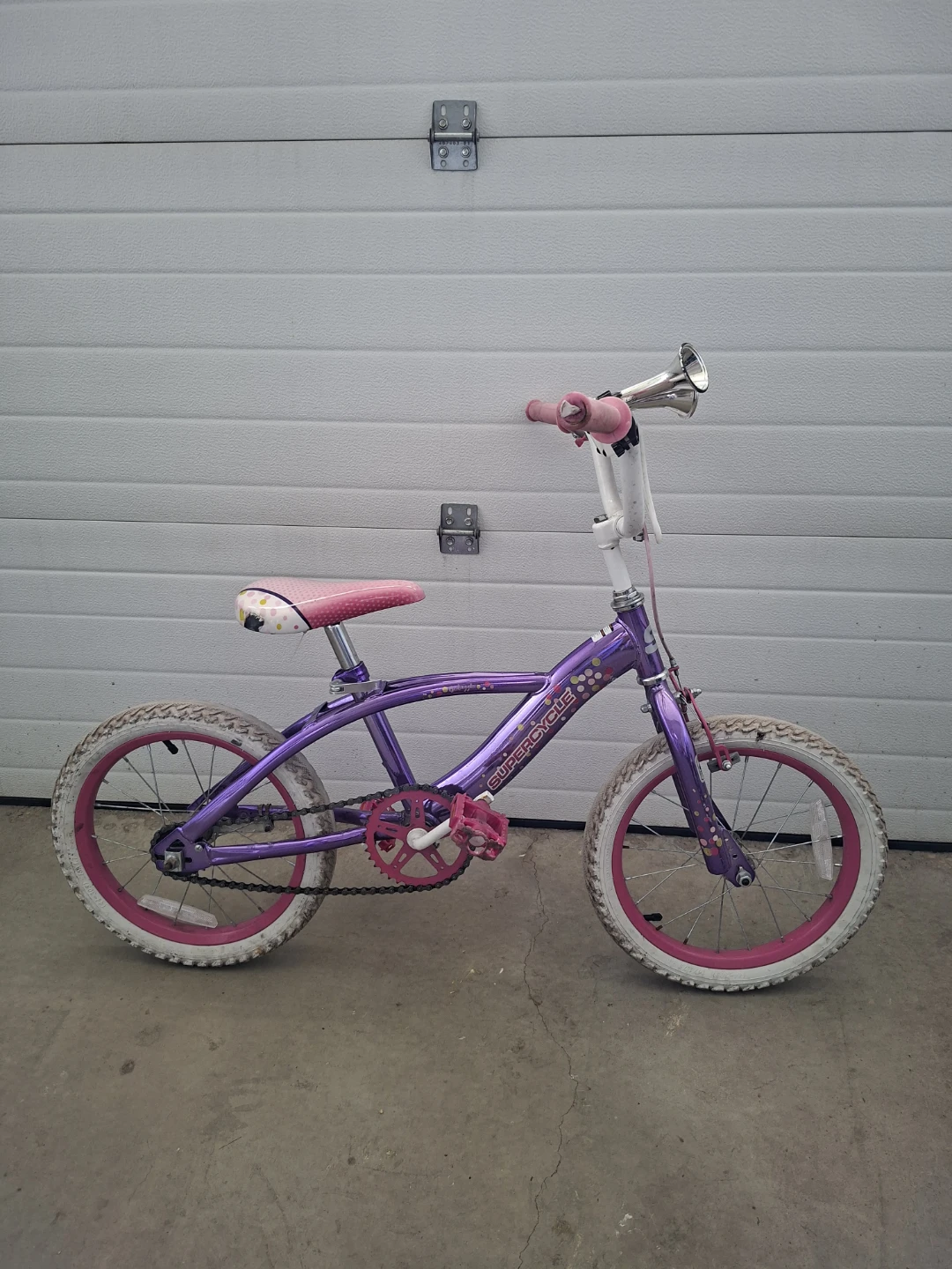 Kids Purple Supercycle Bike with Helmet