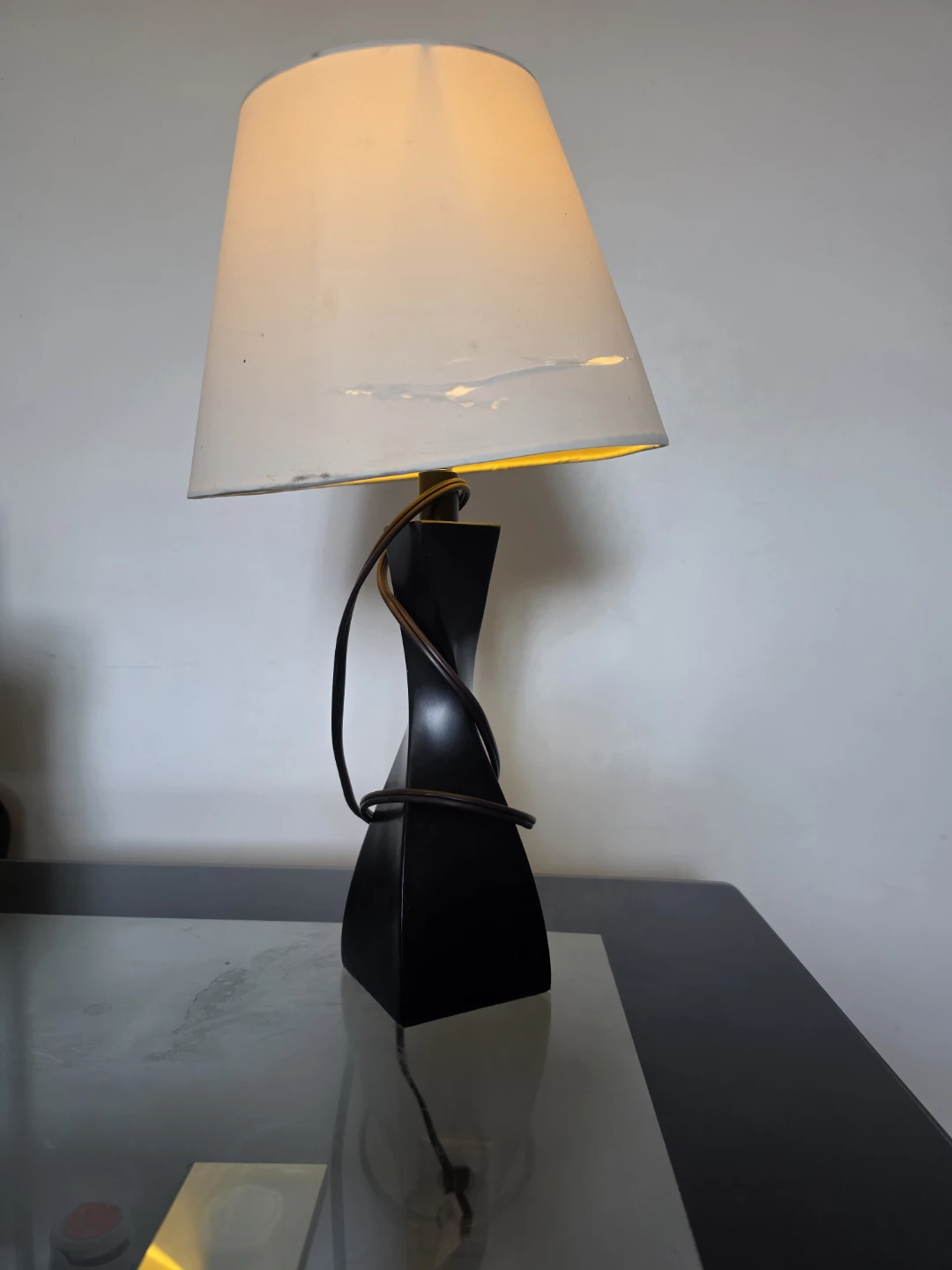 Black Modern Table Lamp with White Shade