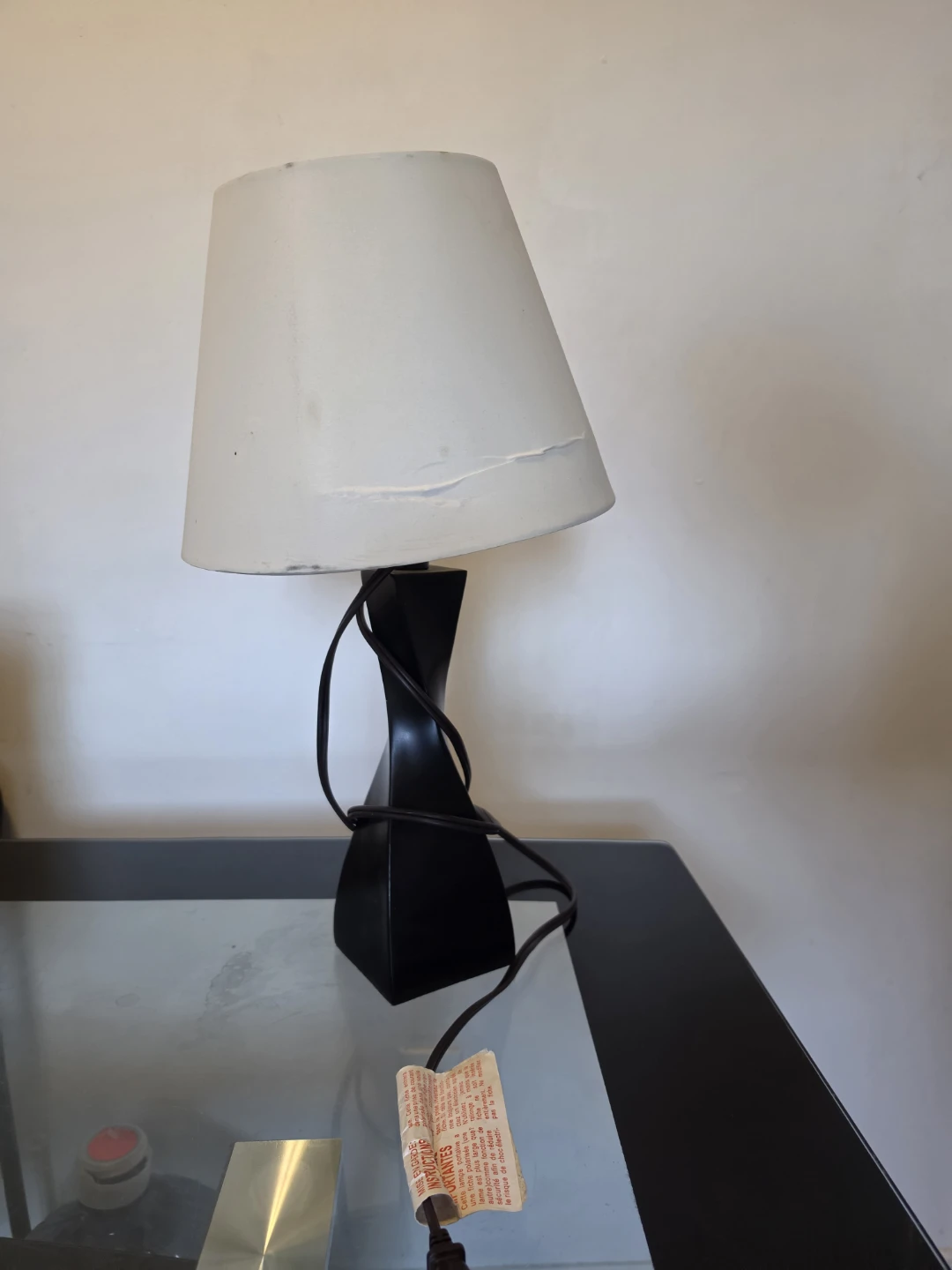 Black Modern Table Lamp with White Shade - photo 2