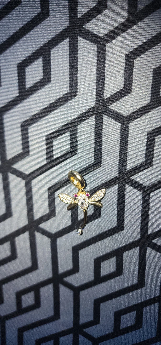 Gold plated Dragonfly Charm with Crystals - photo 4