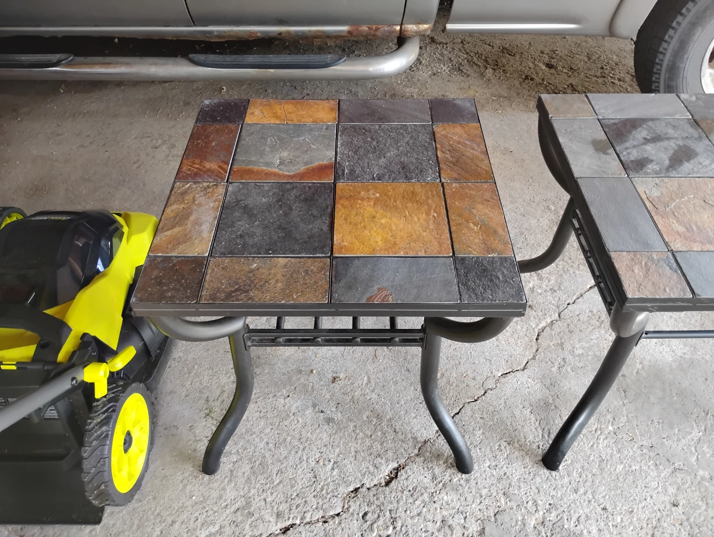 3-Piece Slate Tile & Wrought Iron Coffee Table Set – $140 OBO - photo 3
