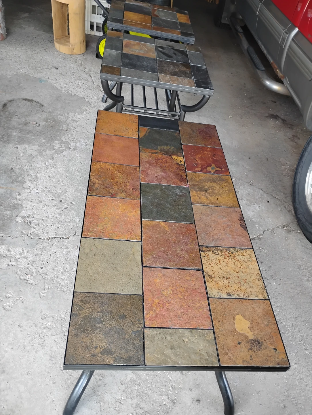 3-Piece Slate Tile & Wrought Iron Coffee Table Set – $140 OBO - photo 4