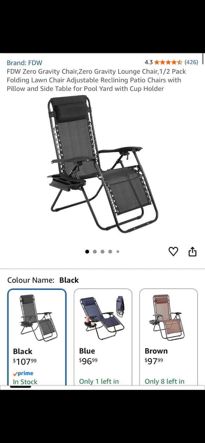 FDW Zero Gravity Chair - Black