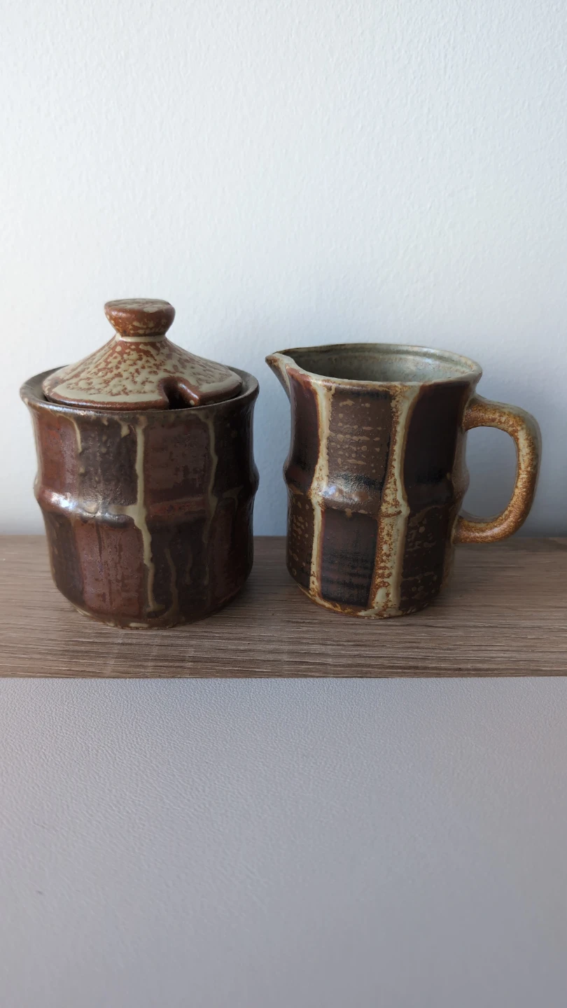 Vintage Japanese Ceramic Sugar Bowl and Creamer Set