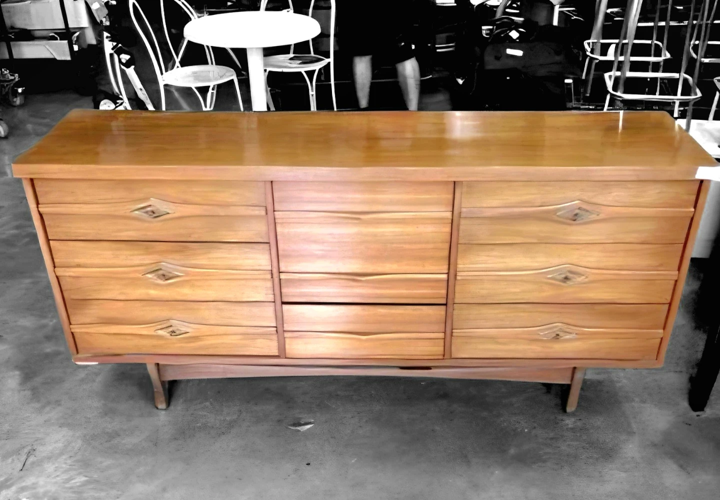 MCM Walnut Nine Drawer Lowboy Dresser - photo 2
