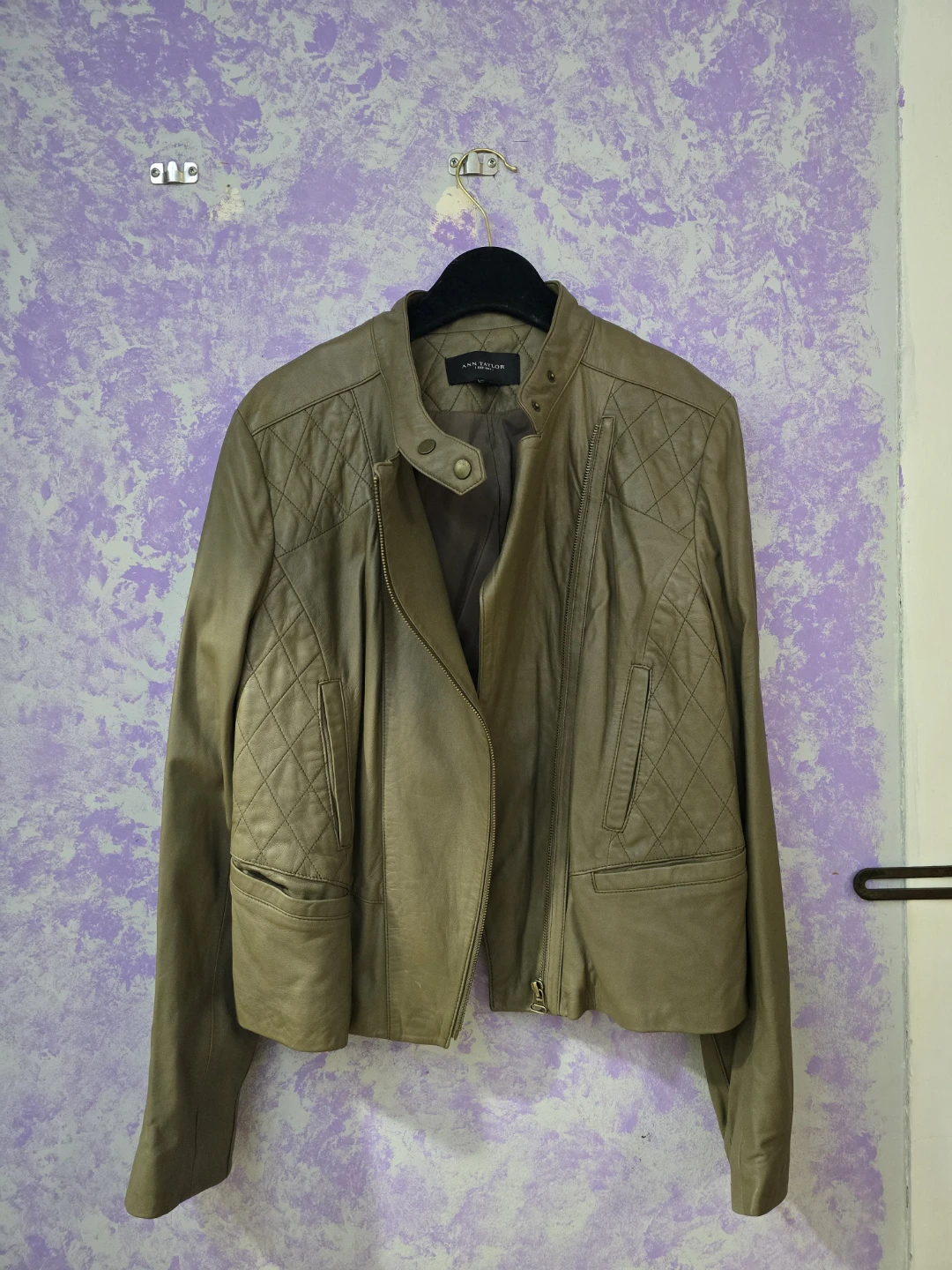 Ann Taylor Brown Genuine Leather Moto Jacket