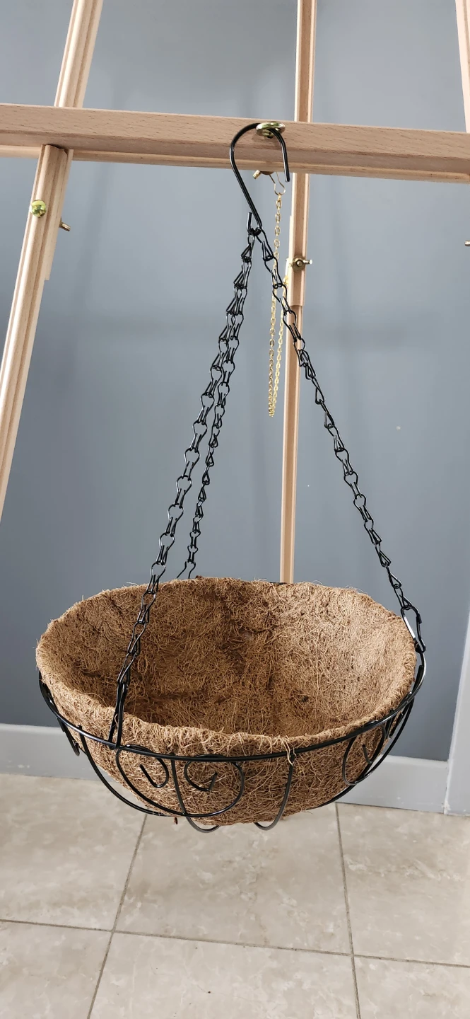 Black Metal Hanging Planter Basket with Liner 7 available