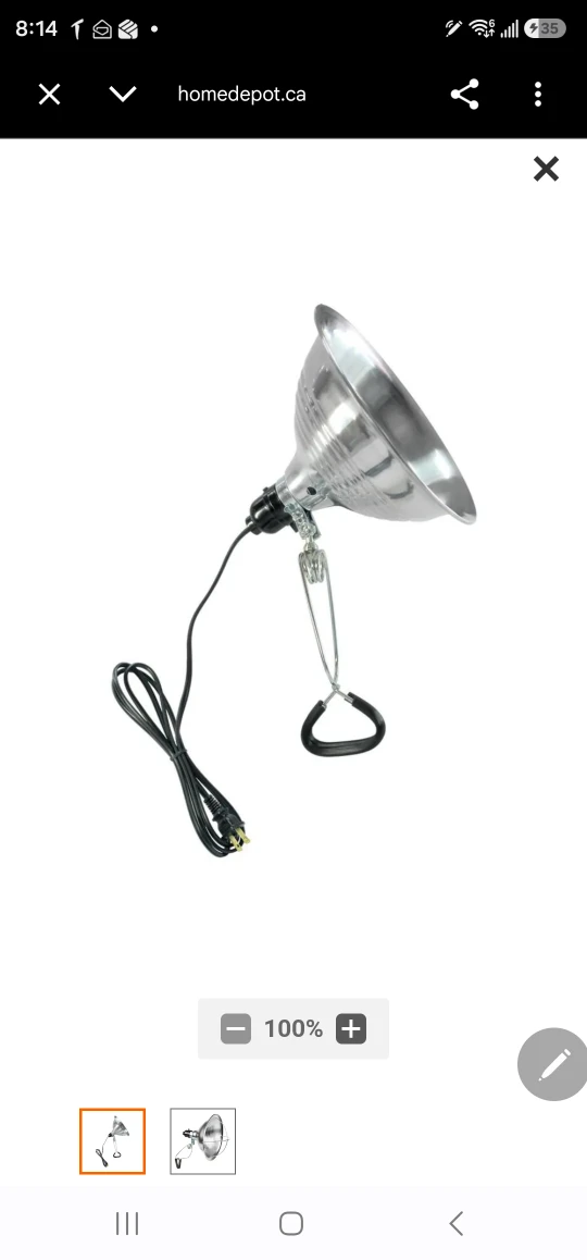 Clamp Heat Lamp with Aluminum Reflector – Like New