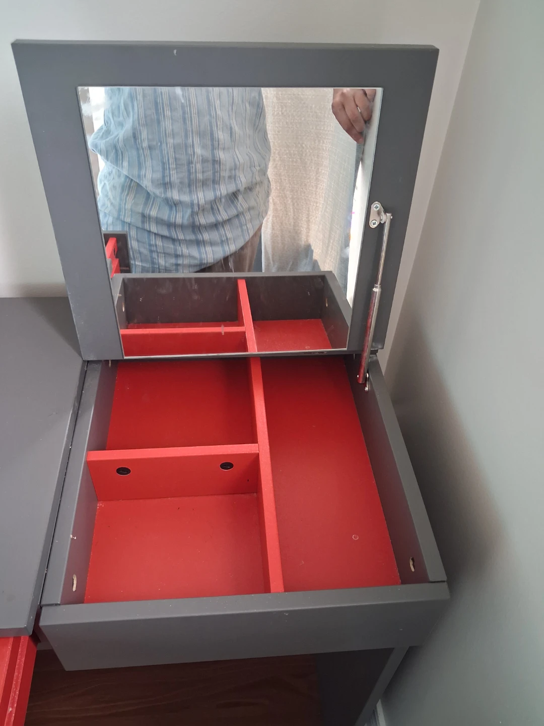 Grey Vanity Desk with Mirror and Storage - photo 2