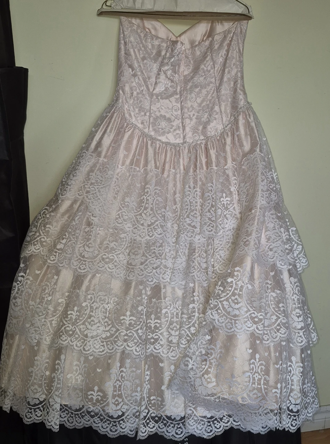 Pink Lace Strapless Ballgown with Sleeves - photo 2