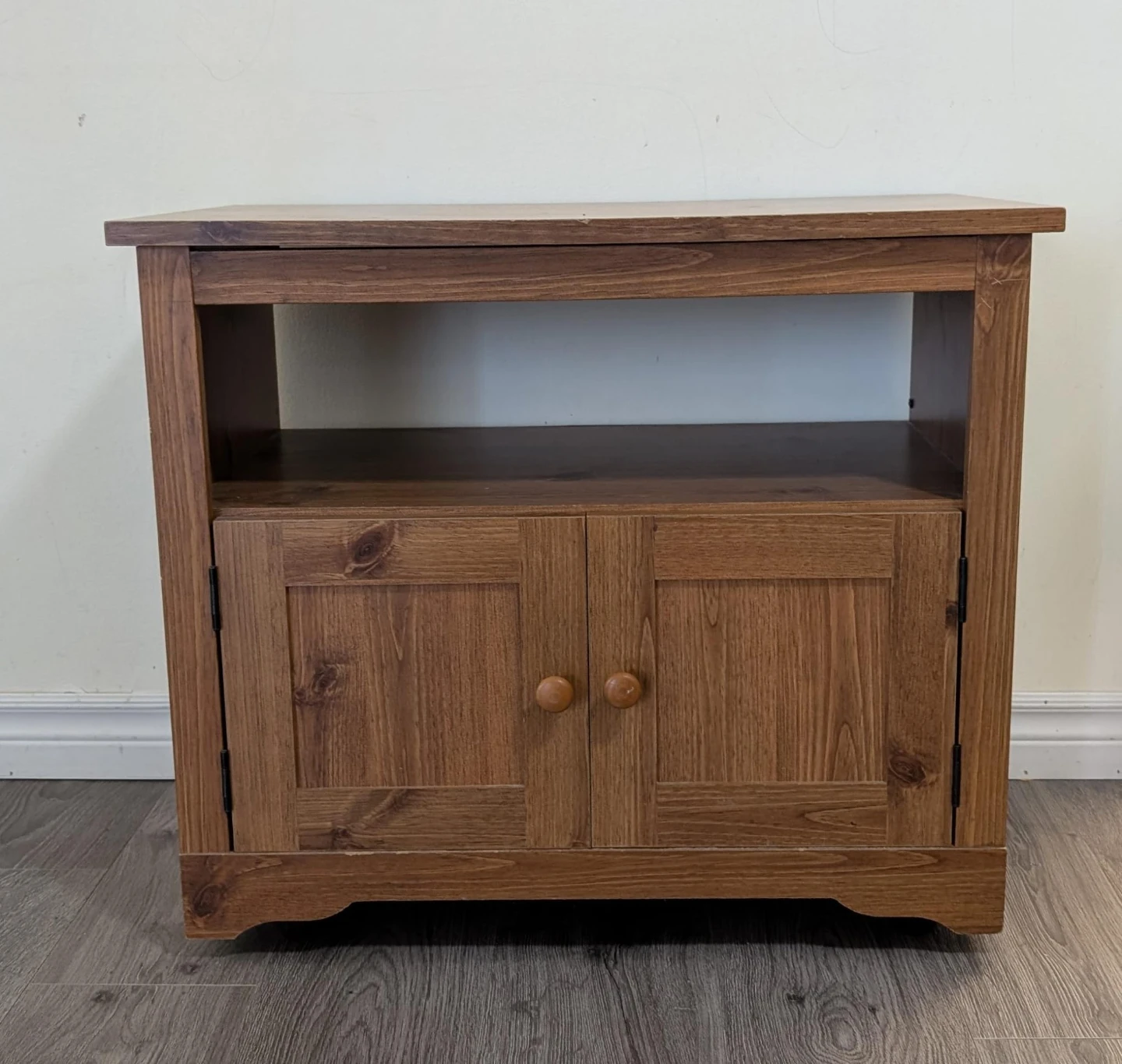 Wooden TV stand with storage cabinet