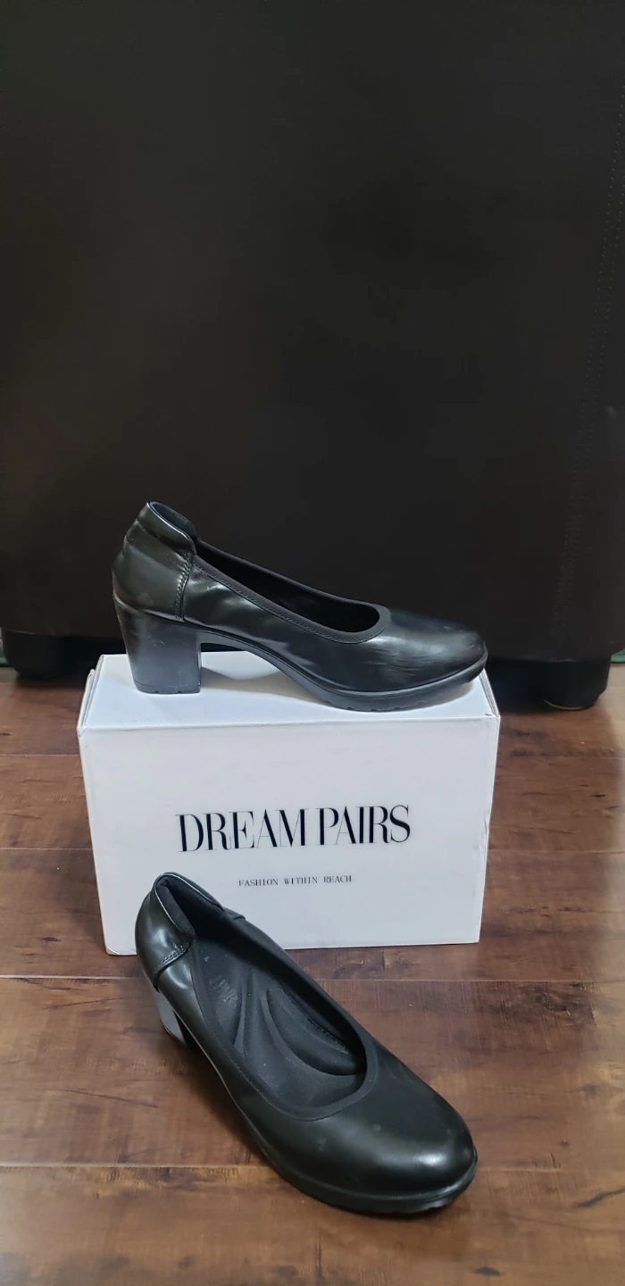 Dream Pairs Black Block Heel Pumps