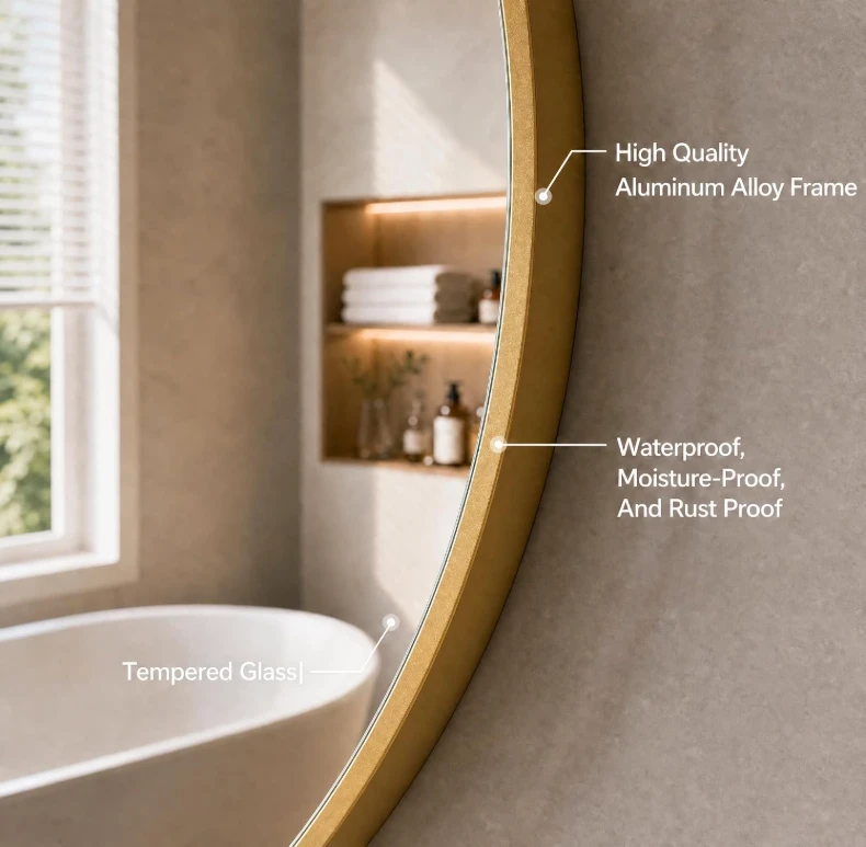 23" Round Wall Mirror - Gold Aluminum Frame - photo 4