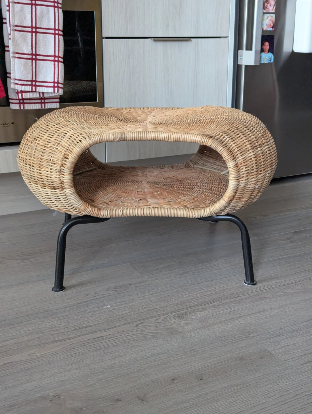 IKEA GAMLEHULT footstool with storage, rattan