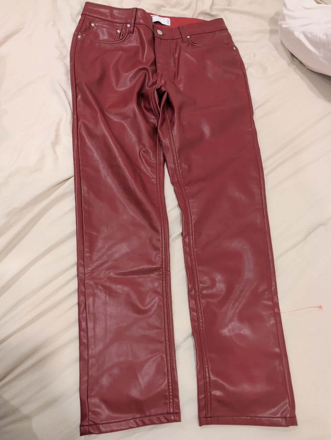 Maroon Faux Leather Pants - Size 32