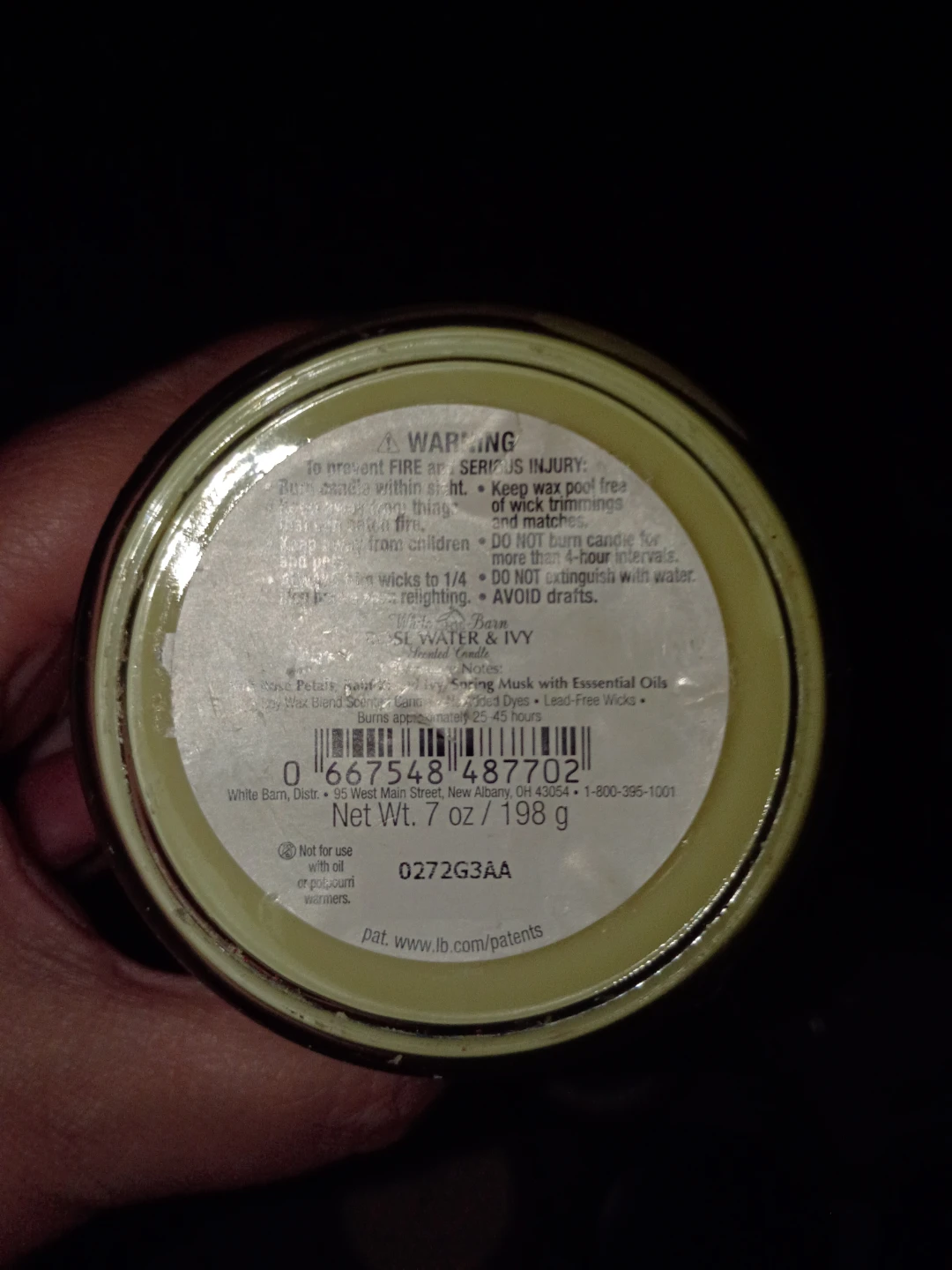 White Barn Rose Water & Ivy Scented Candle - photo 2
