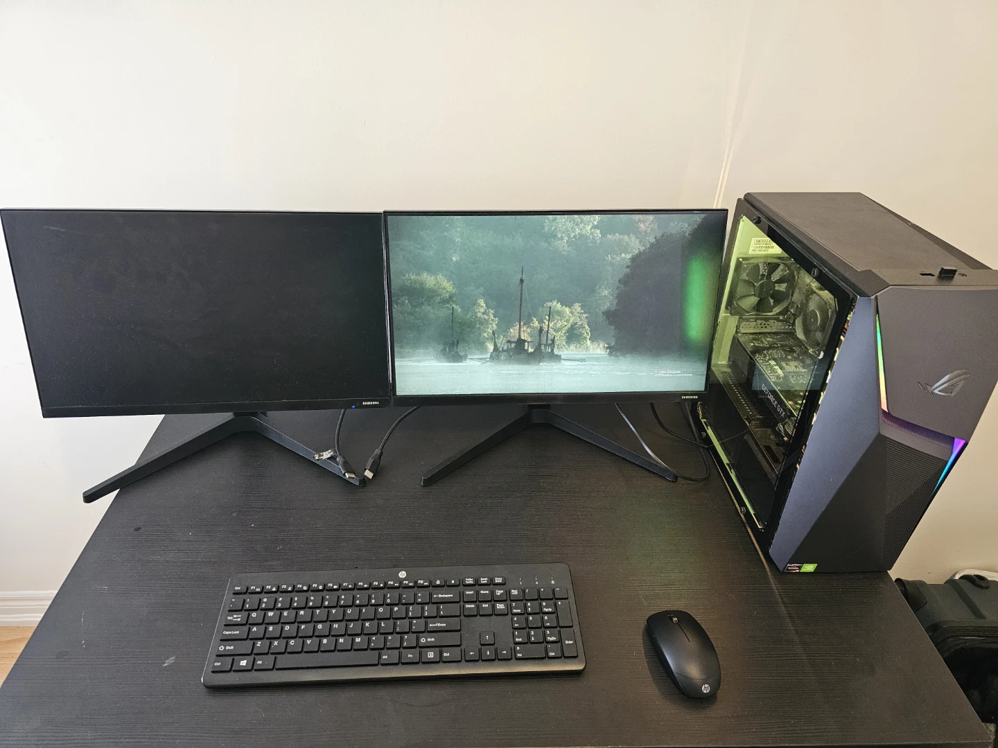 Gaming PC Setup with Dual Monitors, Keyboard, and Mouse - photo 4
