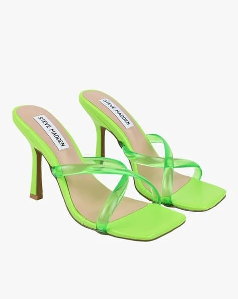 Steve Madden Jada Neon Green Clear Strap Heels Size 10