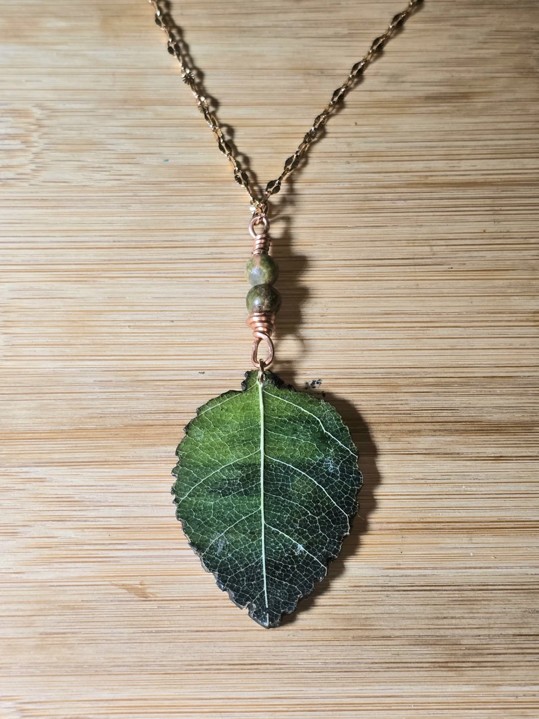 Handmade Real Skeleton Leaf Pendant Necklace - photo 2