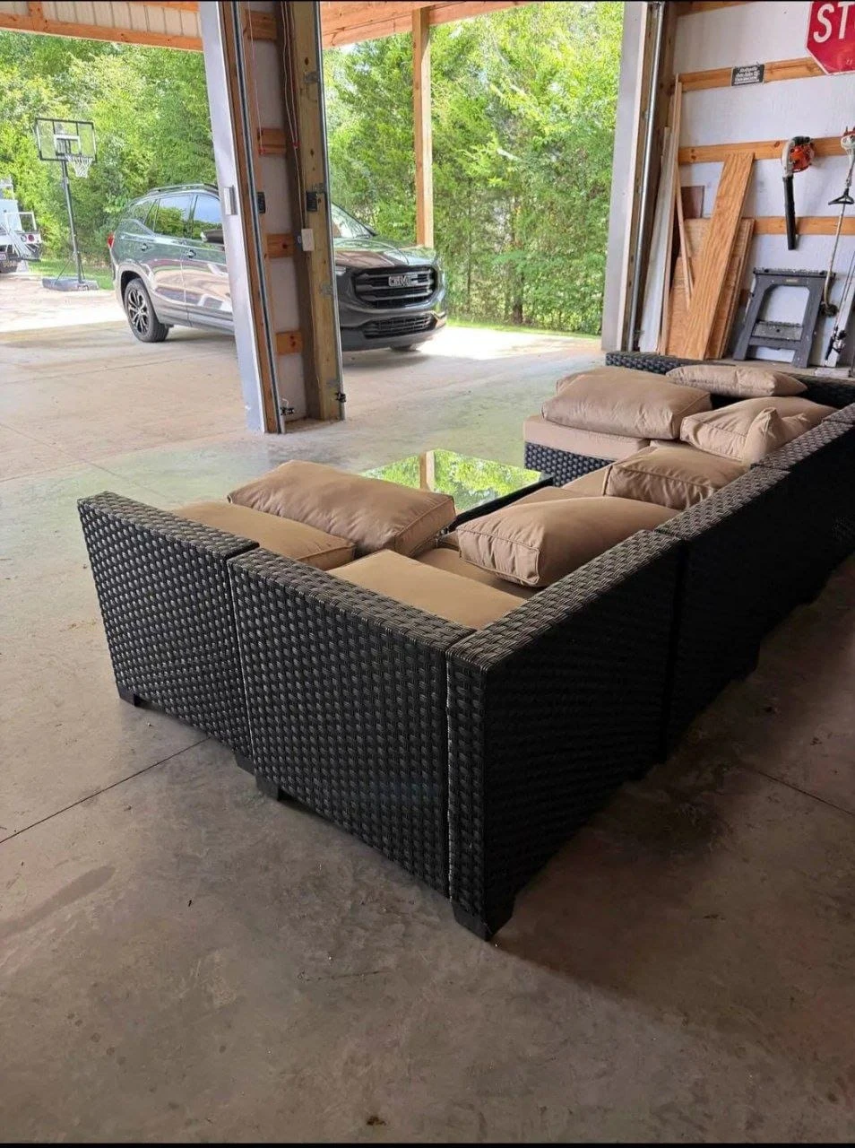 Wicker Outdoor Sectional Sofa with Cushions and Coffee Table - photo 4