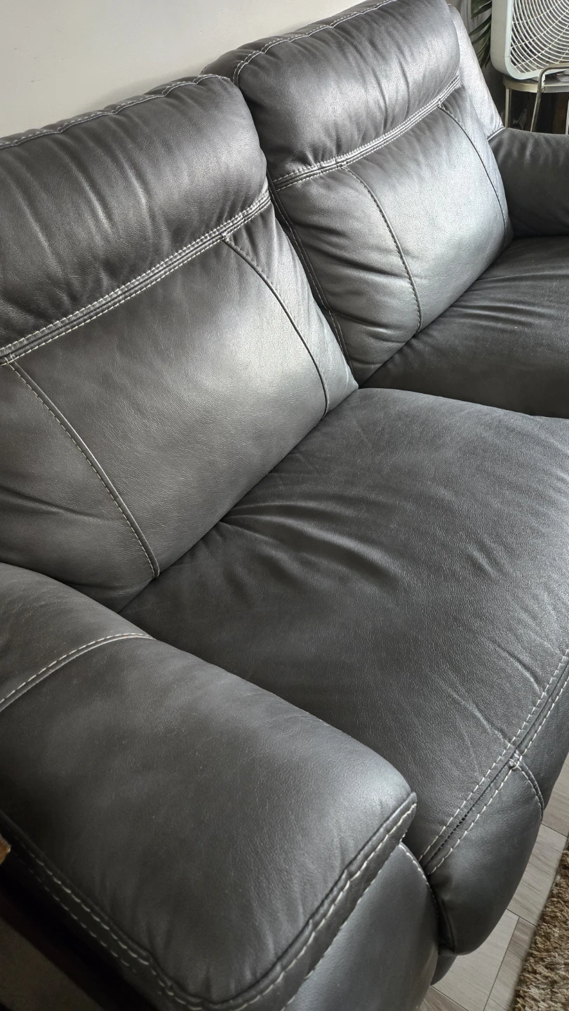 Dark Grey Leather Sofa - photo 4