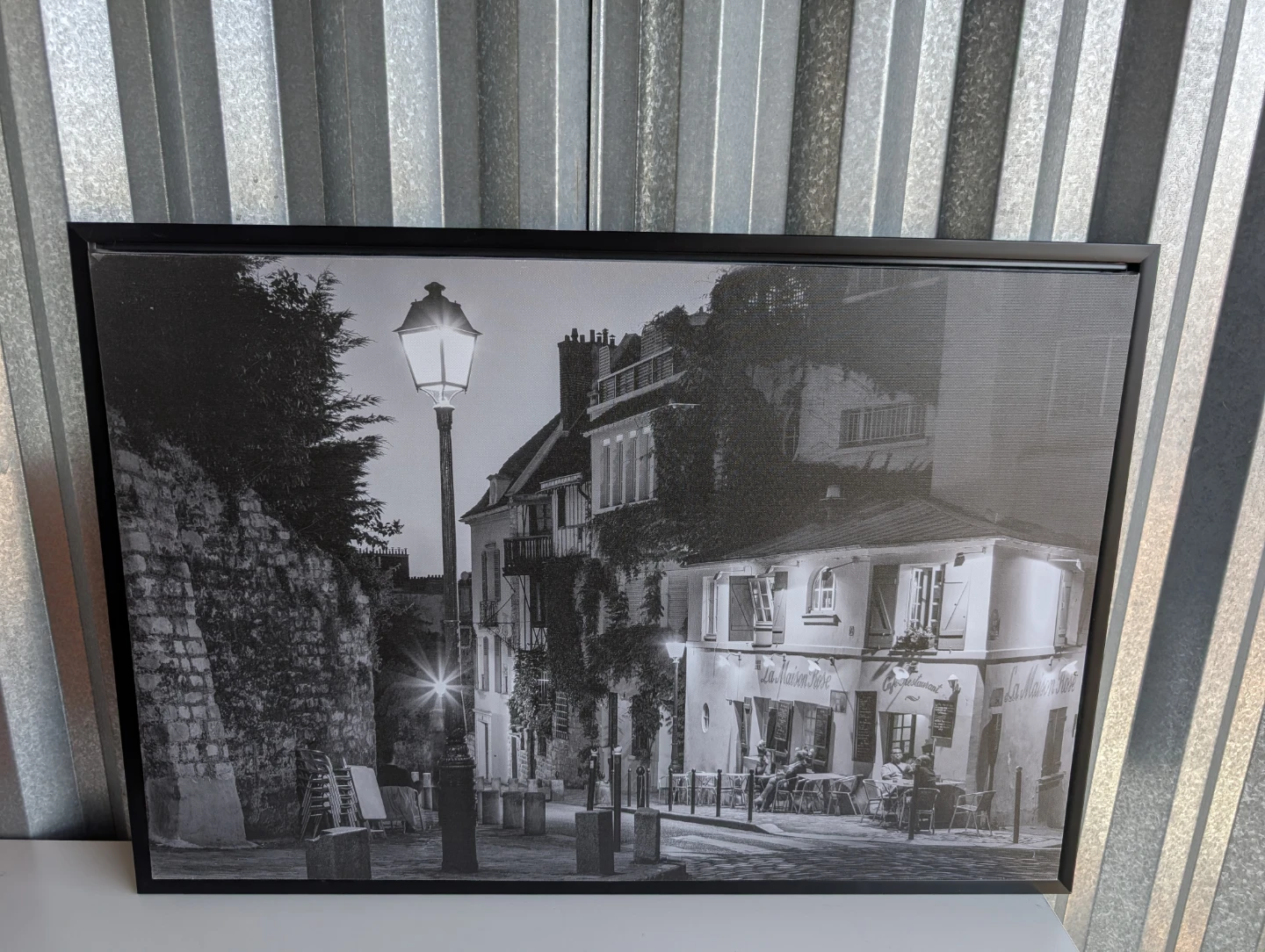 Framed Canvas Print of Paris Street Scene