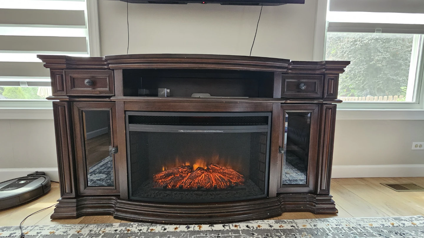 Dark Wood Electric Fireplace Entertainment Center - photo 2