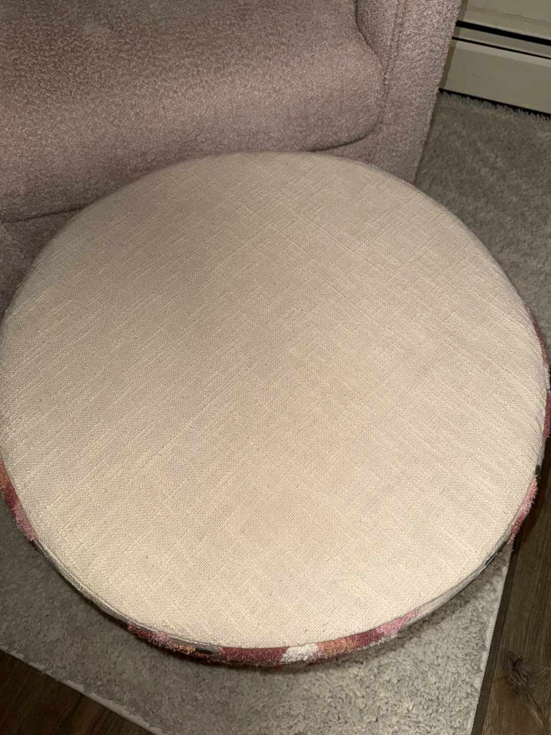 Round Floral Upholstered Ottoman/Footstool - photo 2