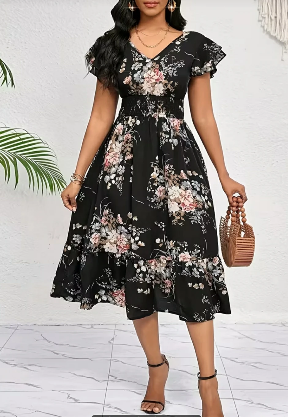 Women's Floral Print Midi Dress