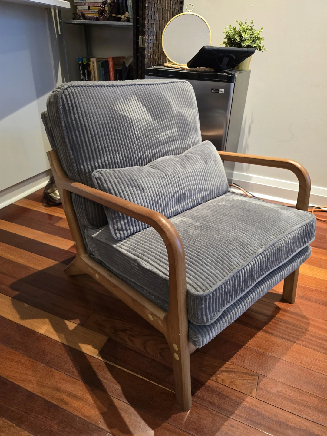 Solid Wood Accent Chair- Grey Corduroy Apolstrey - photo 4