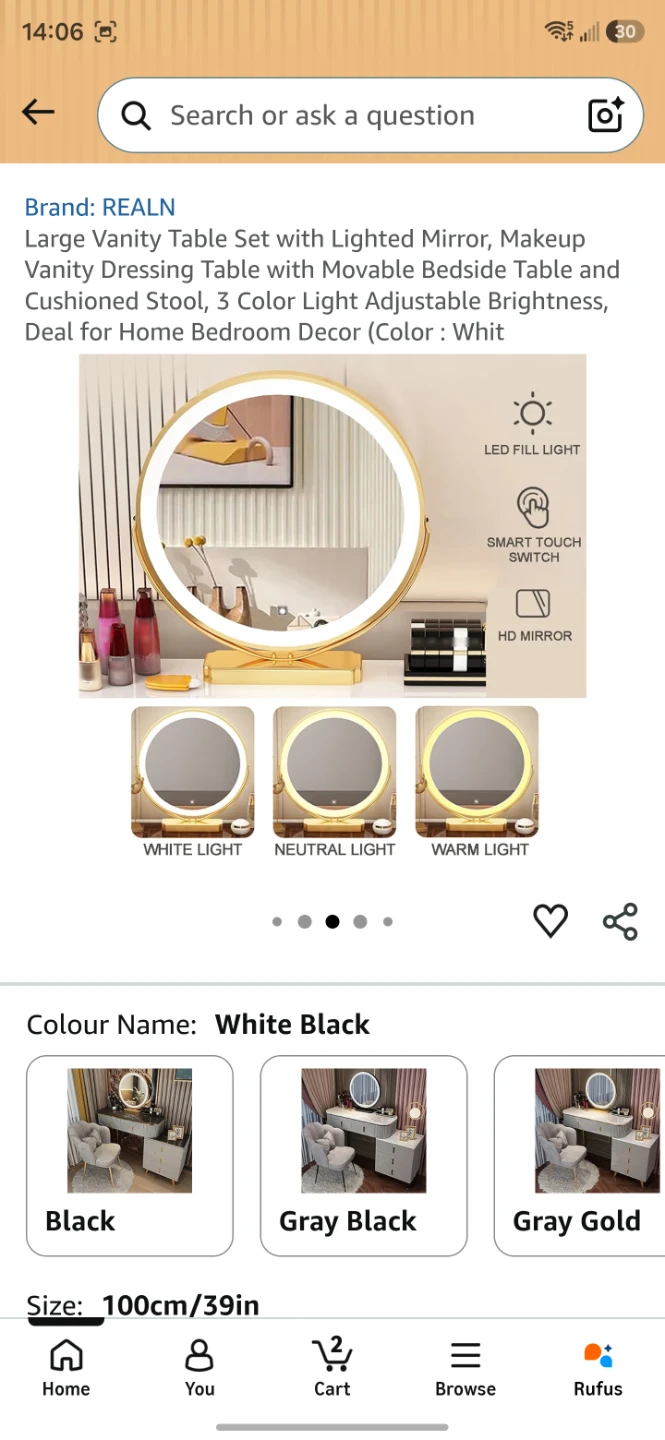 Large Vanity Table Set with Lighted Mirror - photo 4