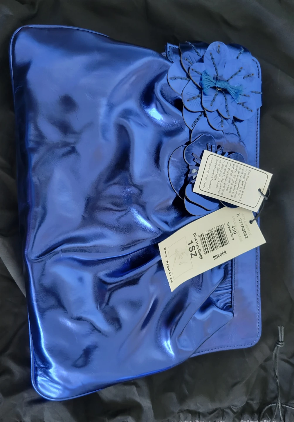 NYBJD Blue Metallic Clutch with Floral Detail
