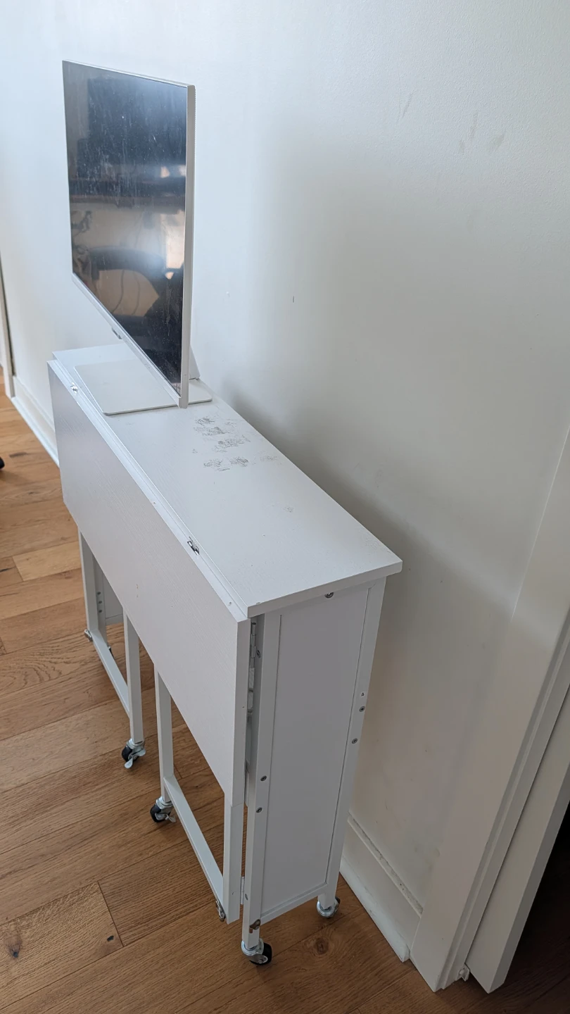 White Folding Desk with Wheels