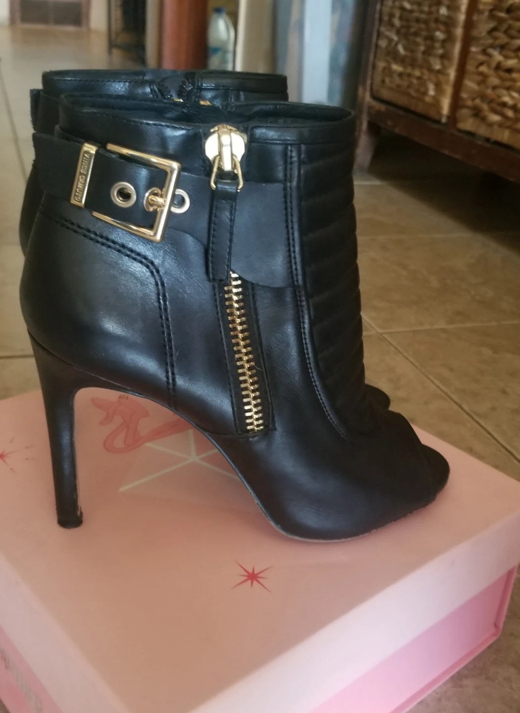 Vince Camuto Black Peep-Toe Ankle Booties - photo 3