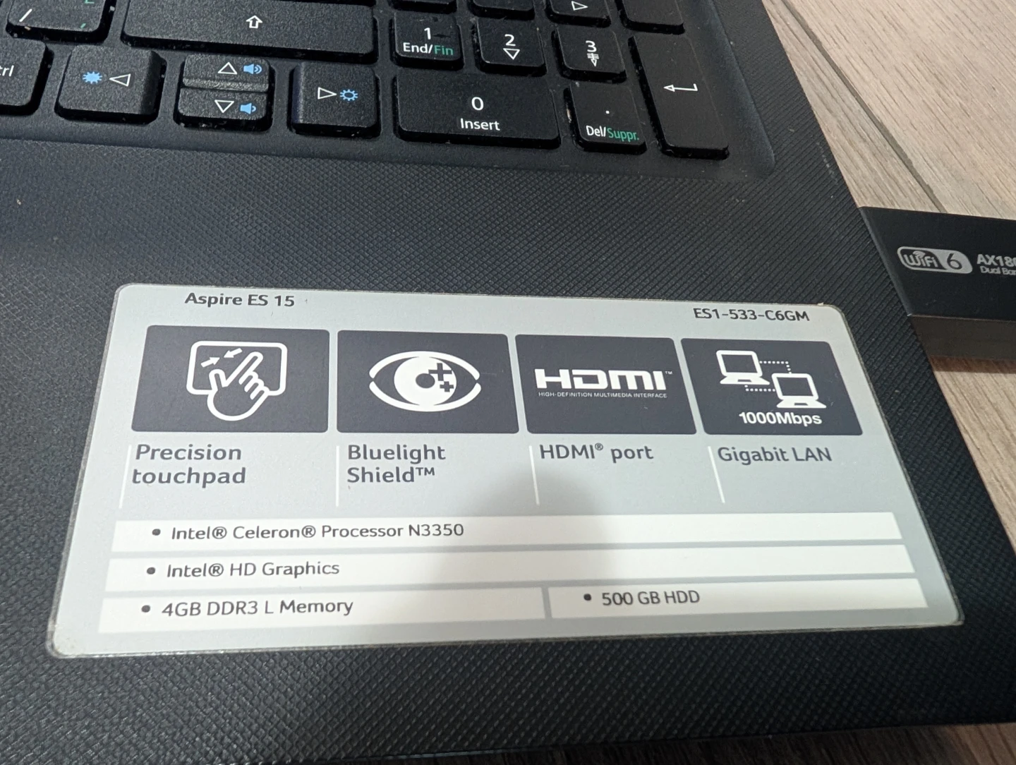 Acer Aspire ES 15 Laptop with Wifi 6 Adapter - photo 2
